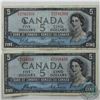 Image 1 : Complete Signature Type Set of the 1954 Devil's Face $5 Canada Series. Included are two 1954 Devil's