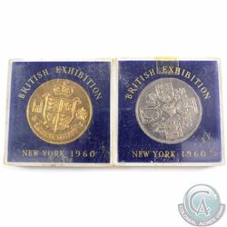 Pair of 1960 New York British Exhibition Crowns in cases. 2pcs
