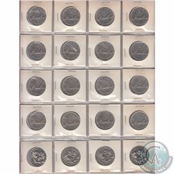 Mixed Lot of Canada Dollars; 3x 1973, 20x 1974, 7x 1976, 16x 1968, 4x 1970. 50pcs