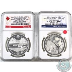 RCM Lot: 2 x 2015 Canada UNESCO Home & Abroad $20 NGC Certified Fine Silver Coins. You will receive 