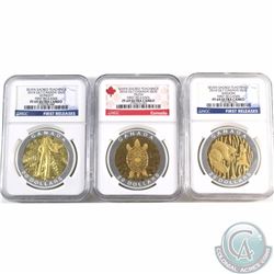RCM Lot: 3x 2014 Canada $20 Fine Silver Seven Sacred Teachings Gilded Coins - All NGC Certified PF-6