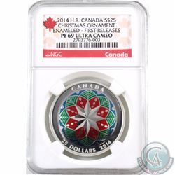RCM Issue: 2014 Canada $25 Christmas Ornament Enameled NGC Certified PF-69 Ultra Cameo- FIRST RELEAS