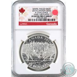 RCM Issue: 2014 Canada $20 White Tailed Deer - A Challenge NGC Certified PF-69 Ultra Cameo EARLY REL