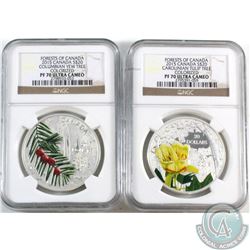 RCM Lot: 2x 2015 Canada $20 Forests of Canada Series Fine Silver Coins NGC Certified PF-70 Ultra Cam