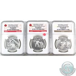 RCM Lot: 3x 2015 Exploring Canada $15 Fine Silver Coins ALL NGC Certified PF-70 Matte. This lot incl