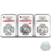 Image 1 : RCM Lot: 3x 2015 Exploring Canada $15 Fine Silver Coins ALL NGC Certified PF-70 Matte. This lot incl