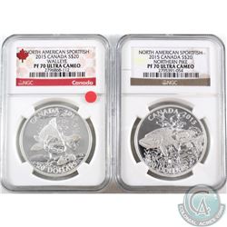 RCM Lot: 2x 2015 Canada $20 North American Sport Fish Series Fine Silver Coins NGC Certified PF-70 U