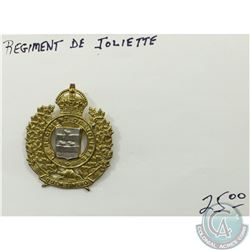 Regiment de Joliette Cap Badge with original lugs, no pin