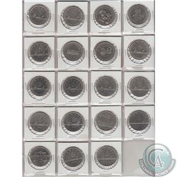 Mixed page of 19x 1968 to 1986 Canada Nickel Dollar collection. You will receive one of each date, i