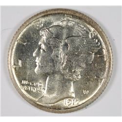 1917-S MERCURY DIME GEM BU FULL BANDS