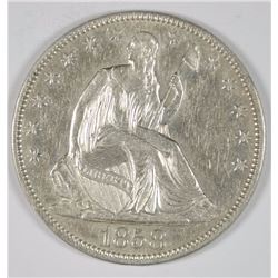 1858 SEATED LIBERTY HALF DOLLAR AU/BU