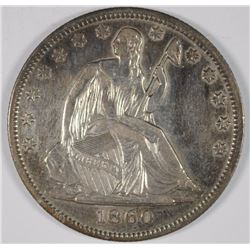 1860-O SEATED LIBERTY HALF DOLLAR AU