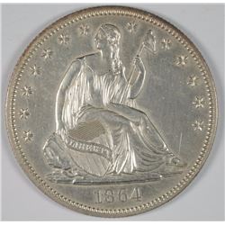 1864 SEATED HALF DOLLAR CH BU