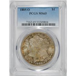 1885-O MORGAN SILVER DOLLAR, PCGS MS-65