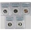 Image 1 : LOT OF ( 5 ) 1964 WASHINGTON QUARTERS, PCGS PROOF-67