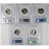 Image 2 : LOT OF ( 5 ) 1964 WASHINGTON QUARTERS, PCGS PROOF-67