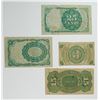 Image 2 : FRACTIONAL CURRENCY 4 PCS: 1874 TEN CENT, 1863 15 CENT, 1863 THREE CENT &