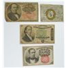 Image 1 : FRACTIONAL CURRENCY 4 PCS: 1874 TEN CENT, 1873 FIFTY CENT, 1874 25 CENT &