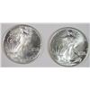 Image 1 : ( 2 ) 1990 GEM BU AMERICAN SILVER EAGLE ONE OUNCE .999 SILVER COINS