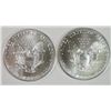 Image 2 : ( 2 ) 1993 GEM BU AMERICAN SILVER EAGLE ONE OUNCE .999 SILVER COINS