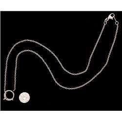NECKLACE:  [1] Platinum rolo chain necklace with a center setting set with a round brilliant cut dia
