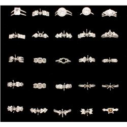 RINGS: [17] 18KWG assorted semi-mount, rings, set with diamonds, approx. 10.74 cttw., good/ G-I /VS-