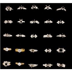 RINGS: [16] 18KWG  & YG assorted semi-mount rings, set with diamonds, approx. 8.08 cttw., good/ G-I 