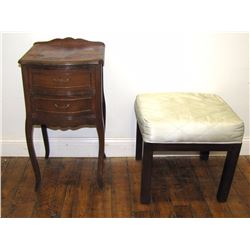 Furniture (1): French style night stand, veneer is missing on top. (poor condition) 27.5  x 15  x 14
