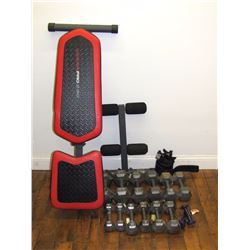 Furniture (1): Weider Pro 230 Weight bench and  hand barbell weights- (2-25#; 2-20#; 2-15#; 2-10#; 2