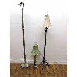 Furniture (1): Brushed silver tone torchier lamp 72.75  high, dented base, switch broken. Furniture 