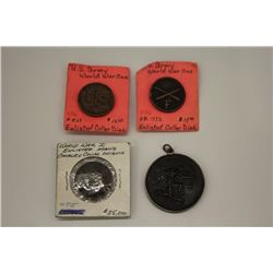 Three US Army World War I pinsOne 1916 in Eiserner Zeit Medallion