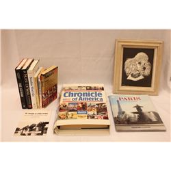 Containing Book Paris Book-Chronicles of America with Cardboard Cover Picture frame with picture of