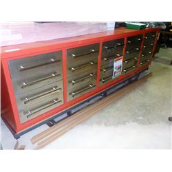 WORKBENCH, 10', 20 DRAWER, 40" HANGING WALL MOUNT