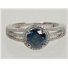 Image 1 : #3-14K WHITE GOLD BLUE DIAMOND RING