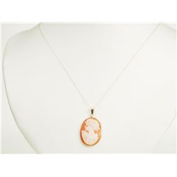 #9-14K GOLD CAMEO SHELL HAND CARVED LADIES
