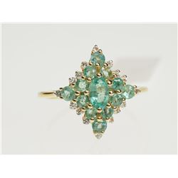 #11-STERLING SILVER GOLD PLATED EMERALD RING