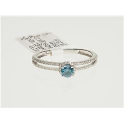 #12-14K WHITE GOLD BLUE DIAMOND RING