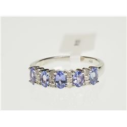 #13-STERLING SILVER TANZANITE & DIAMOND RING