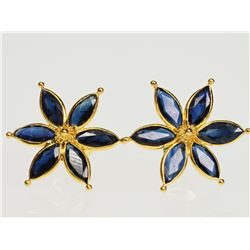#14-18K GOLD SAPPHIRE FLORAL EARRINGS