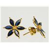 Image 2 : #14-18K GOLD SAPPHIRE FLORAL EARRINGS