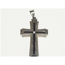 #15-STAINLESS STEEL DIAMOND MEN'S CROSS PENDANT