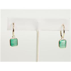 #16-14K GOLD EMERALD (5.60 CT) HOOP EARRINGS