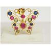 Image 1 : #25-18K GOLD SAPPHIRE & RUBY BUTTERFLY PENDANT