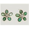 Image 1 : #27-14K GOLD EMERALD & WHITE TOPAZ FLORAL