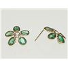 Image 2 : #27-14K GOLD EMERALD & WHITE TOPAZ FLORAL