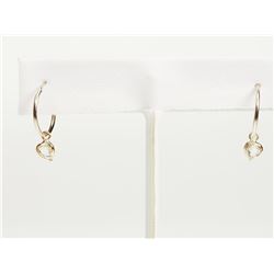 #30-14K GOLD WHITE SAPPHIRE HEART-SHAPED HOOP