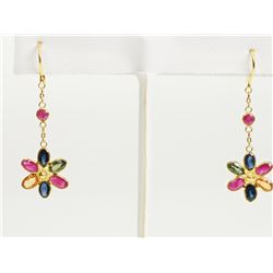 #33-18K FANCY COLOUR SAPPHIRE FLORAL EARRINGS