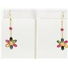 Image 1 : #33-18K FANCY COLOUR SAPPHIRE FLORAL EARRINGS
