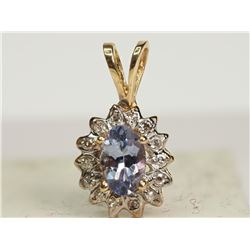 #35-14K GOLD TANZANITE & DIAMOND PENDANT