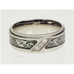 #38-STAINLESS STEEL 3 DIAMONDS MEN'S RING